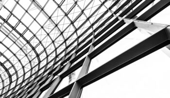 Abstract glass window roof architecture exterior for background in black and white color